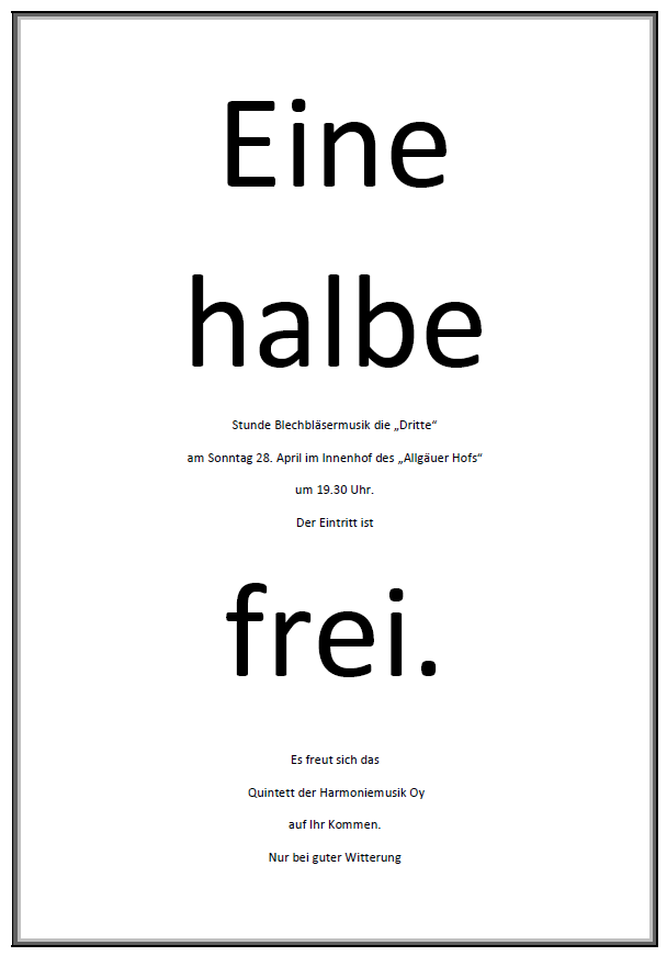 You are currently viewing Eine halbe frei